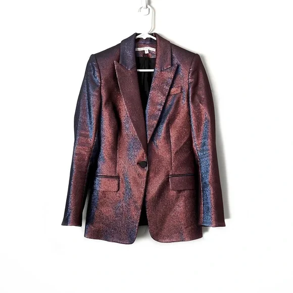 VERONICA BEARD Ashburn Metallic Blazer/Pants Full Suit Set Sz 6 - Picture 3 of 13